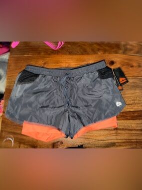 RBX Gray Athletic Shorts with Coral Liner